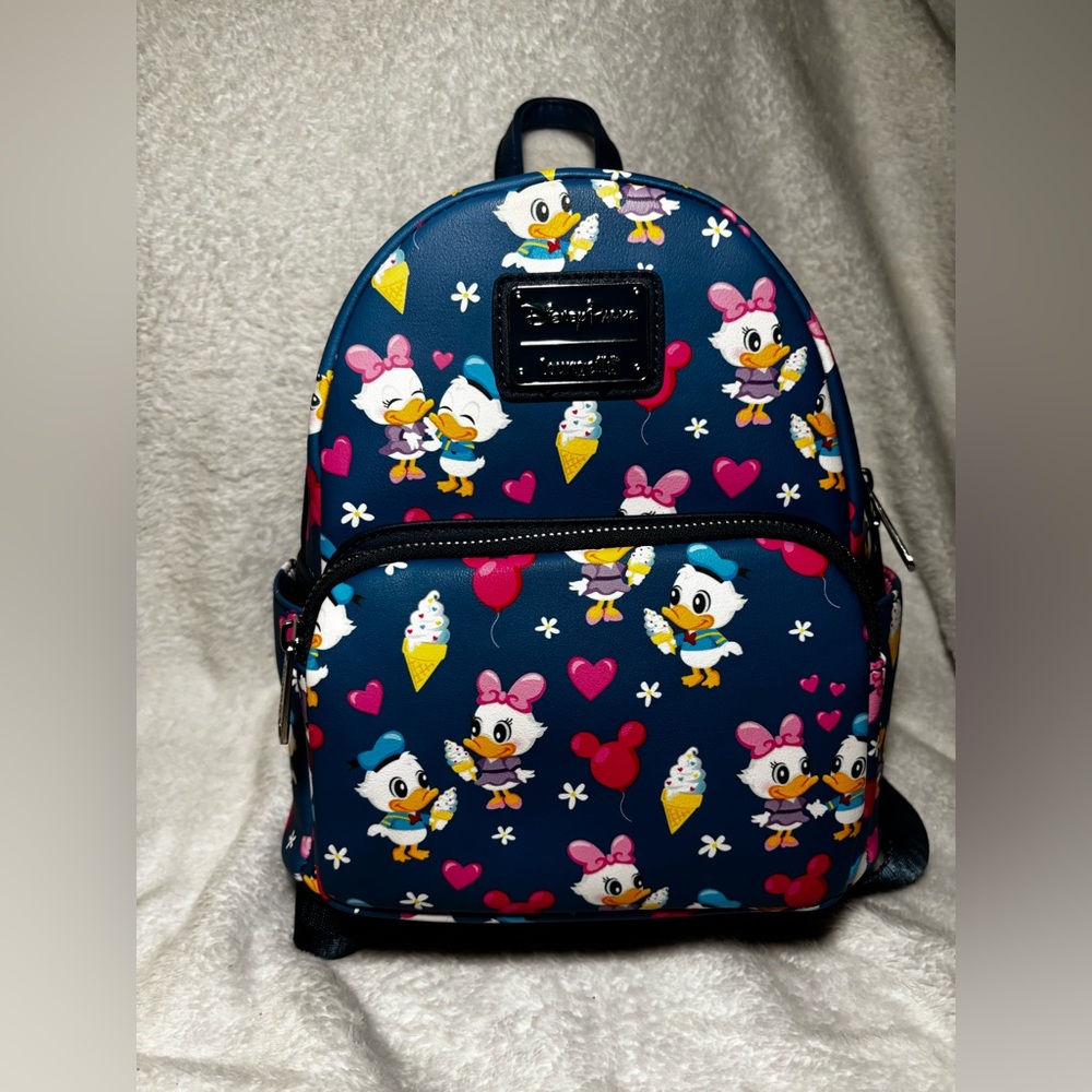 Loungefly Blue and Pink Daisy and Donald Duck Ice Cream Backpack